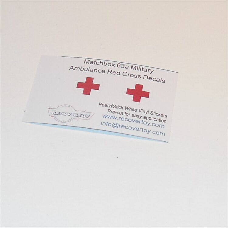 Matchbox Lesney 63 a Military Ambulance Red Cross Sticker Set