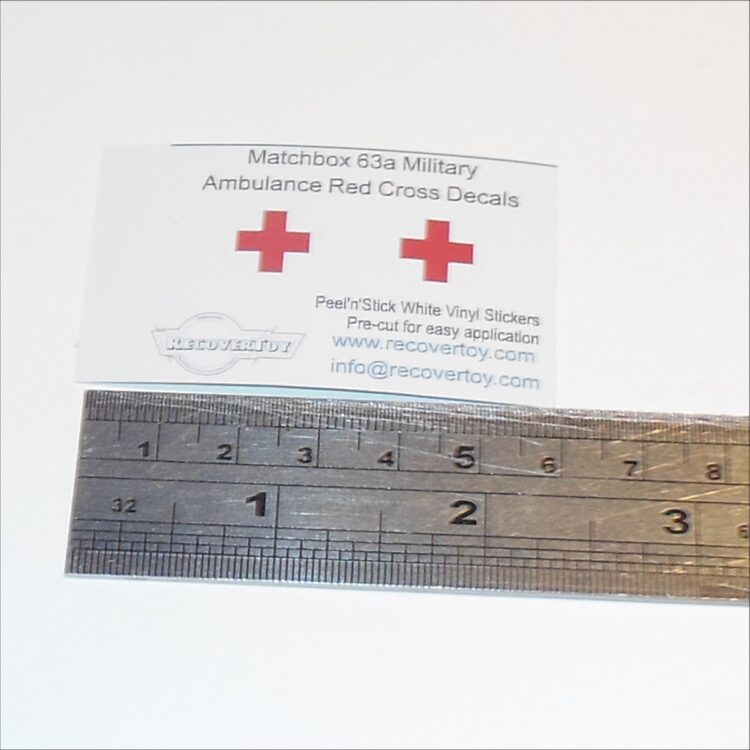 Matchbox Lesney 63 a Military Ambulance Red Cross Sticker Set