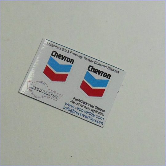 Matchbox Lesney 63e3 Freeway Gas Tanker Chevron Petrol Sticker Set