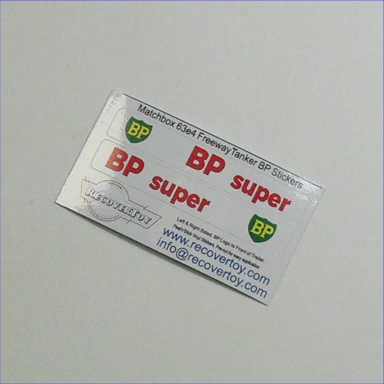 Matchbox Lesney 63e4 Freeway Gas Tanker BP Super Petrol Sticker Set