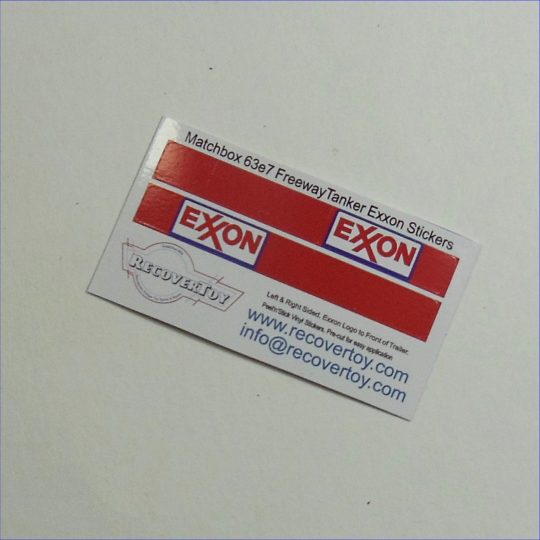 Matchbox Lesney 63e7 Freeway Gas Tanker Exxon Petrol Sticker Set