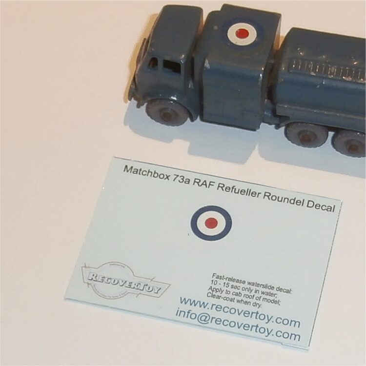 Matchbox Lesney 73 a RAF Refueller Roundel Decal