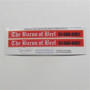 Matchbox Lesney 74c2 Daimler Bus Baron of Beef Sticker Set