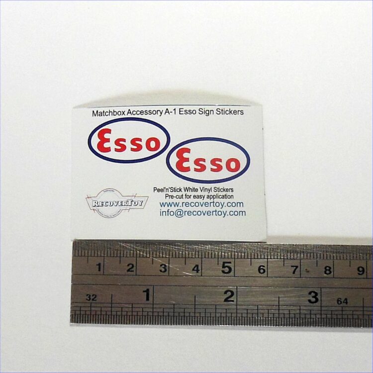 Matchbox Lesney Accessory Pack 1a Esso Petrol Street Sign Stickers Set