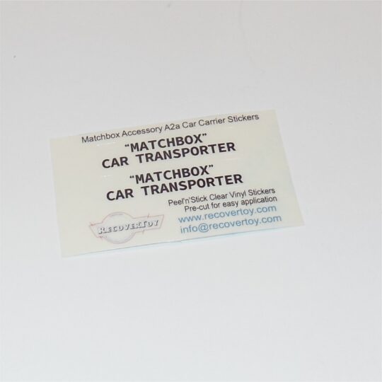 Matchbox Lesney Accessory Pack 2a Car Carrier Black Text Stickers Set
