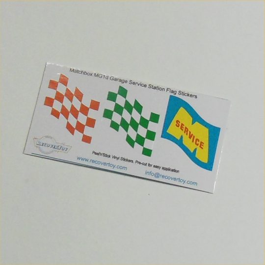 Matchbox Lesney MG1d Garage Service Station Flags Stickers Set