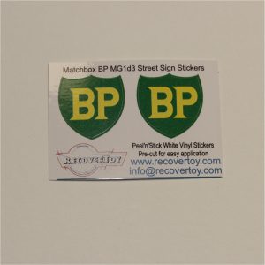 Matchbox Lesney MG1d Garage Service Station Plastic Street Sign BP Stickers