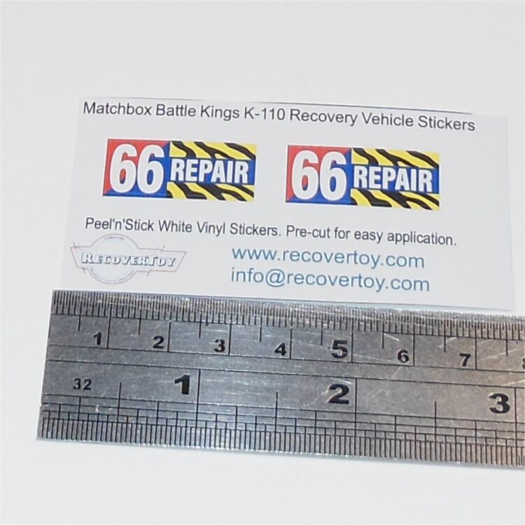 Matchbox Lesney Kingsize K-110a Battle Kings Recovery Vehicle Stickers