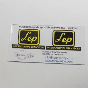 Matchbox Superkings K14b Scammell Freightliner LEP International Stickers