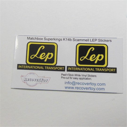Matchbox Superkings K14b Scammell Freightliner LEP International Stickers