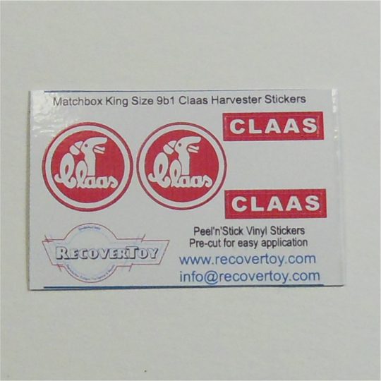 Matchbox Lesney King Size K 9b1 Claas Combine Harvester Red Sticker Set