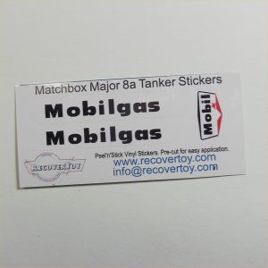 Matchbox Lesney Major Pack  8a Thornycroft Tanker Mobilgas Pre-cut Sticker Set