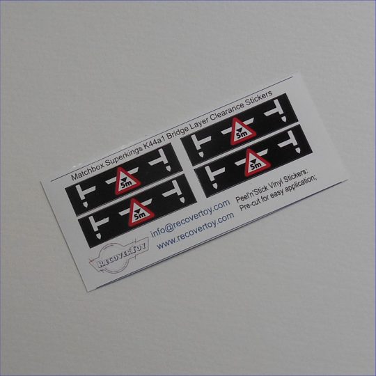 Matchbox Lesney King Size K 44a1s Berliet Bridge Layer Clearance Sticker Set