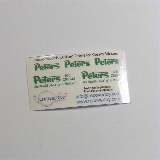 Micro Models Custom Peters Ice Cream Stickers for 1:43 Scale Vans