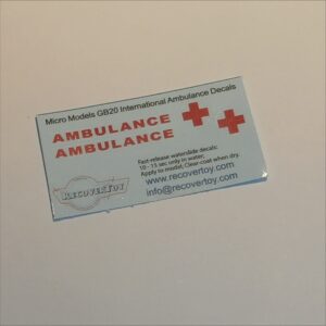 Micro Models G-20 International Ambulance Civilian Waterslide Decals