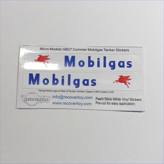 1:43 Scale Tanker Mobilgas Petrol White Background Stickers