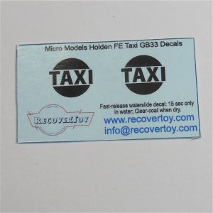 Micro Models GB33 Holden FE Sedan Taxi Decal Set