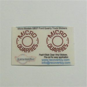 Micro Models G-37 Ford O.H.V. V8 Tipper Truck Micro Quarries Door Stickers