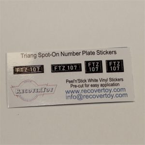 Triang Spot-On 213 Ford Anglia Sedan Number Plates FTZ107 Sticker Set