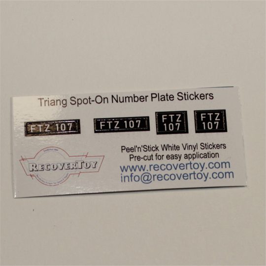 Triang Spot-On 213 Ford Anglia Sedan Number Plates FTZ107 Sticker Set
