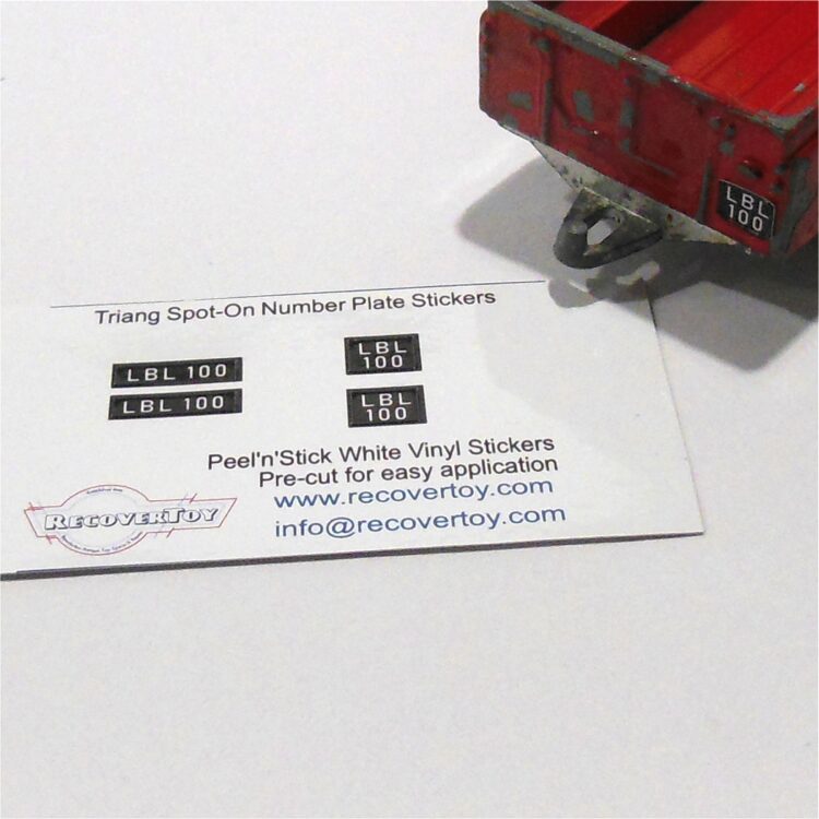 Triang Spot-On Number Plates LBL100 Sticker Set