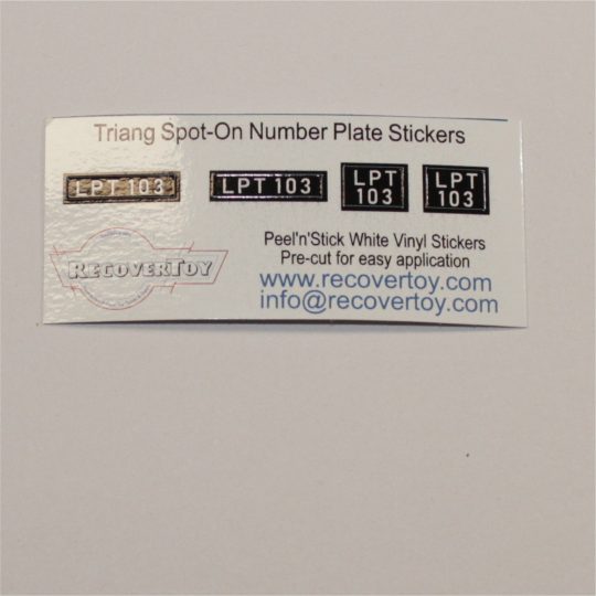 Triang Spot-On Number Plates LPT103 Sticker Set