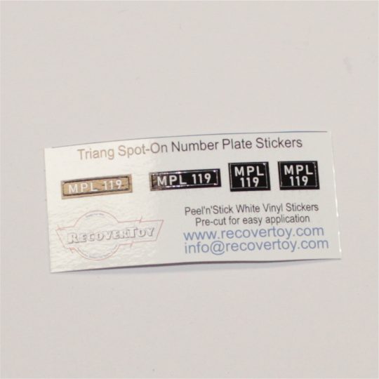 Triang Spot-On Number Plates MPL119 Sticker Set