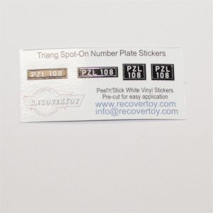 Triang Spot-On 108 Triumph TR3 Coupe Number Plates PZL108 Sticker Set