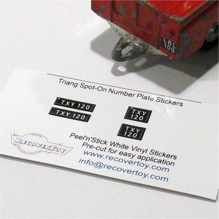 Triang Spot-On Number Plates TXY120 Sticker Set