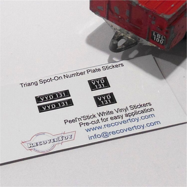 Triang Spot-On Number Plates VYD131 Sticker Set