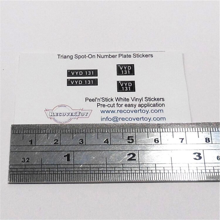 Triang Spot-On Number Plates VYD131 Sticker Set