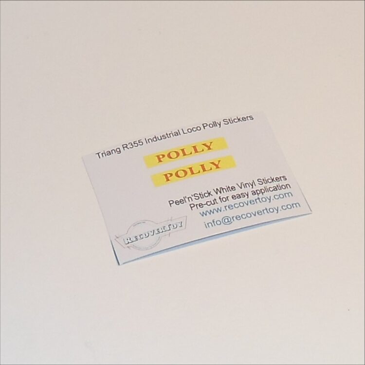 Triang Hornby R355 OO Gauge BR 0-4-0 Industrial Loco Polly Name Plate Sticker Set