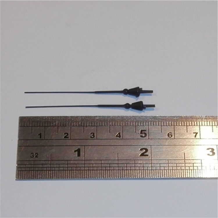 Scale Aerials 1:43 Pair of Whip Black Antennas Cone Base