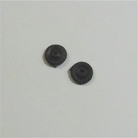 Dinky Toys Dublo Black Plastic Pair Treaded Road Wheels 8mm Diameter