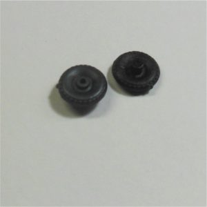 Matchbox Lesney Road Wheels Pair Black Plastic 12mm Stub Hub 1-75 54a 61a 64a