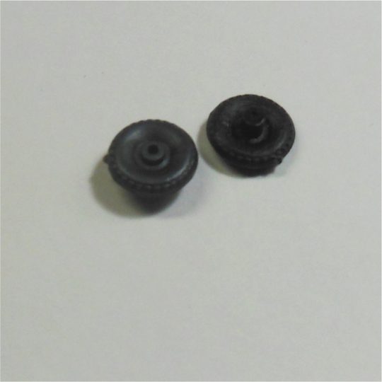 Matchbox Lesney Road Wheels Pair Black Plastic 12mm Stub Hub 1-75 54a 61a 64a