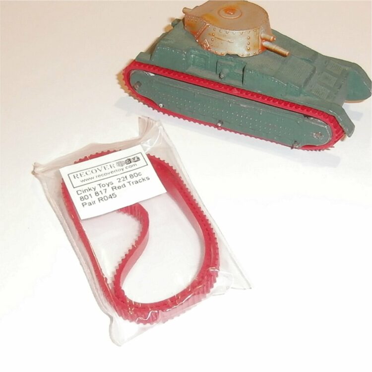 Dinky Toys 22f 80c 801 817 Early Army Tank Red Tracks Treads Pair