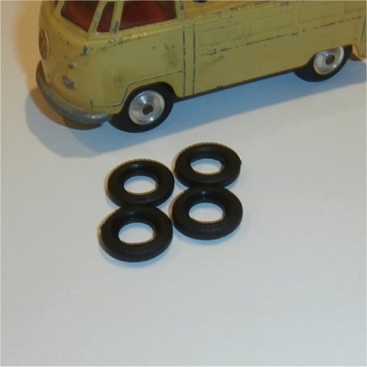 Corgi Toys Black Tires 15mm Early Sedan Set of 4 Tyres Pack #7