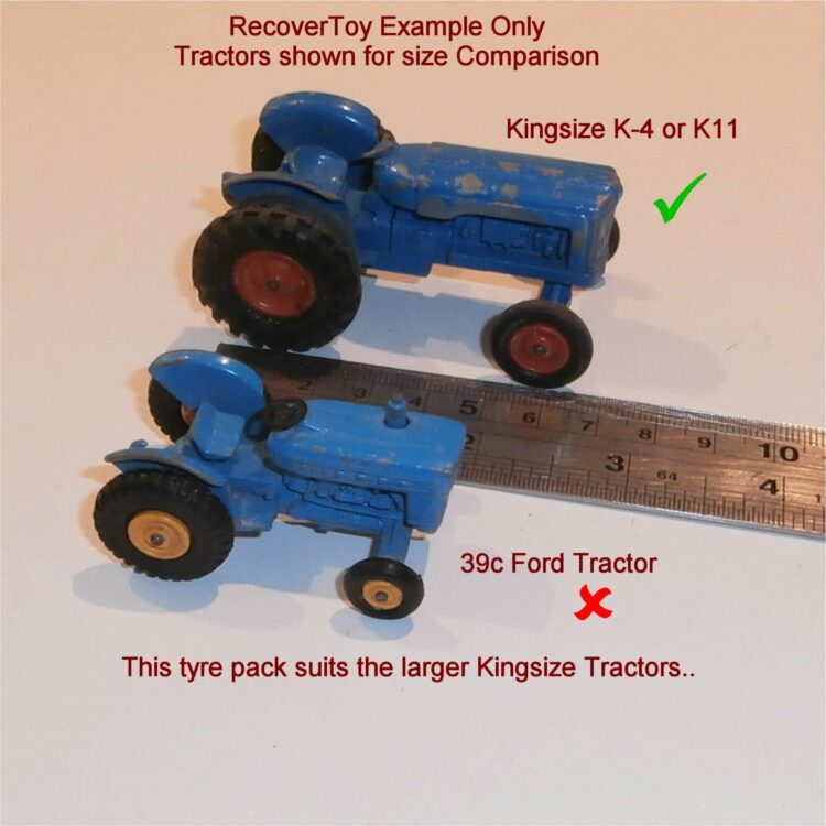 Matchbox Kingsize K4 K11 Tractor Tires Set of 4 Black Tyres Pack #17