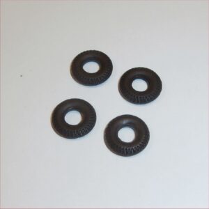 Tri-ang Spot-On 12mm Morris Mini Small Car Tires Set of 4 Black Tyres Pack #30