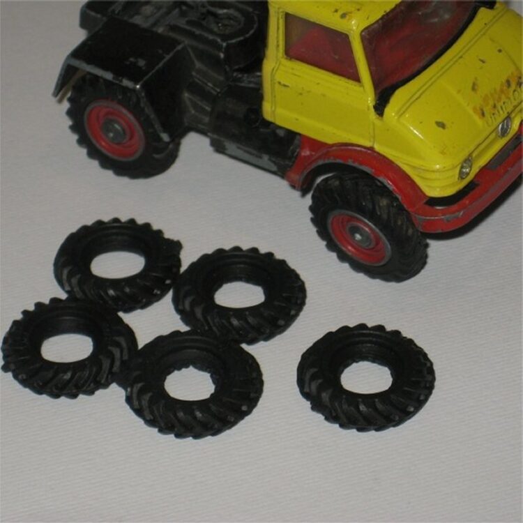 Corgi Toys 22mm Unimog Mercedes Tires Set of 5 Tyres Pack #38