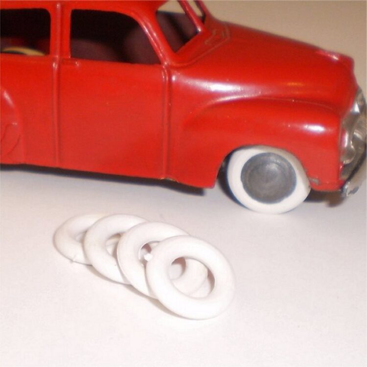 Micro Models Sedan & Light Truck 15mm Tires Set of 4 White Tyres Pack #47