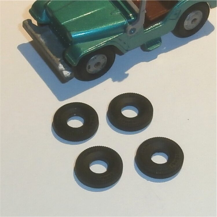 Husky Models Willys Jeep Tires Small 12mm Set of 4 Black Tyres Pack #84