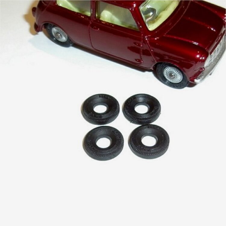 Corgi Toys Later Issue 12mm Mini & Small Car Tires Set of 4 Black Tyres Pack #84