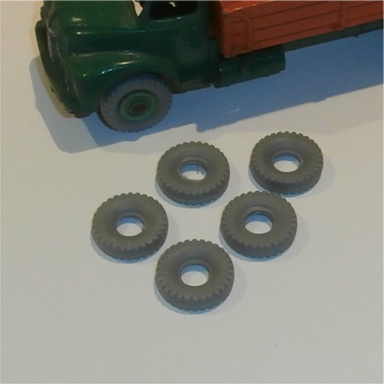 Dinky Toys Bedford Van Truck Set of 5 20mm Grey Block Tread Tires Tyres Pack #89