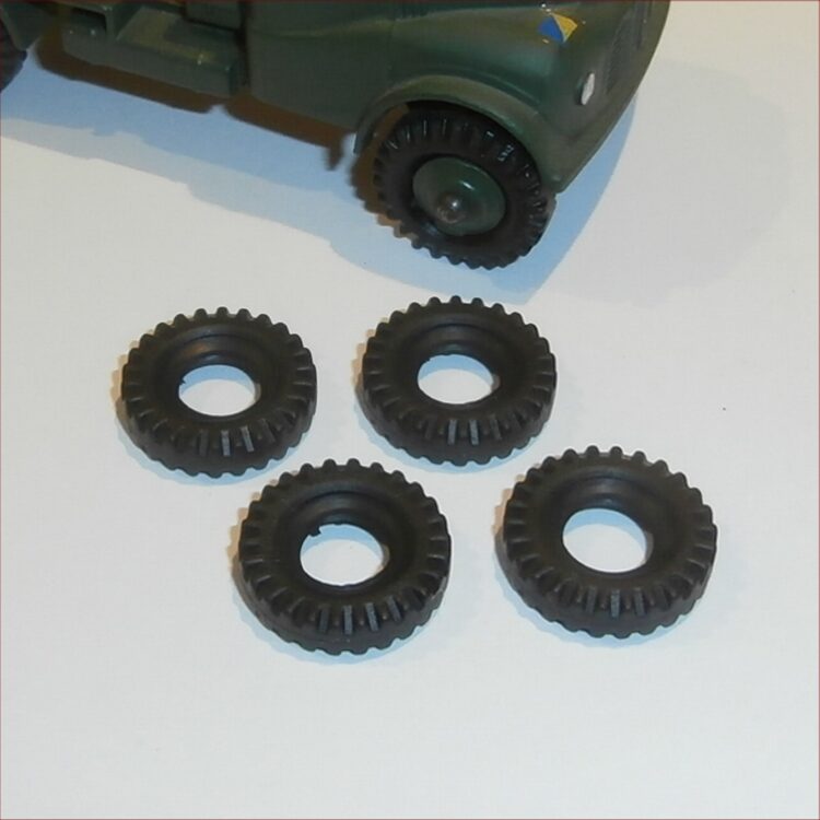 Dinky Toys Military Tires 18mm Black Coarse Tread Set of 4 Tyres Pack #97