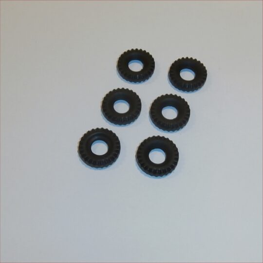 Dinky Toys Military Tires 18mm Coarse Tread Set of 6 Black Tyres Pack #98