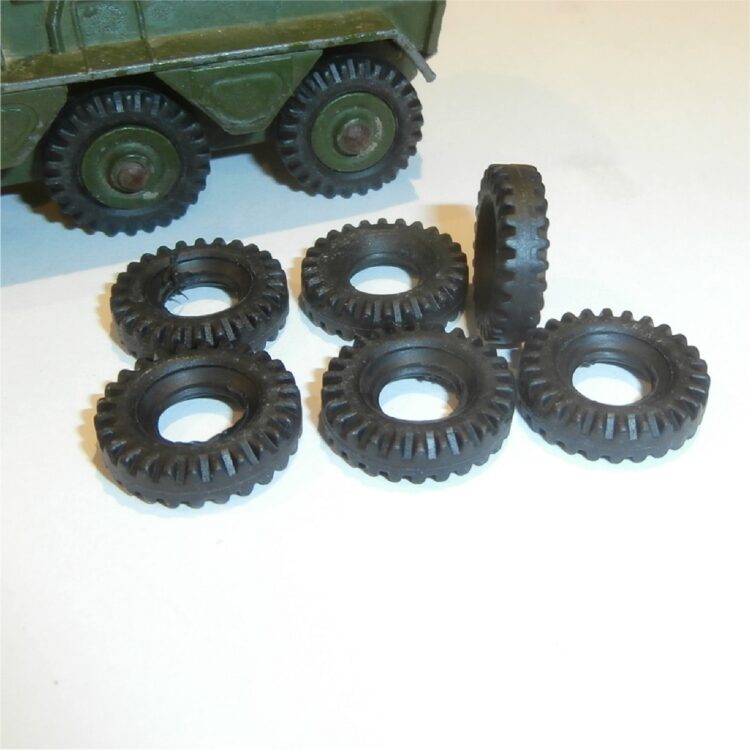 Dinky Toys Military Tires 18mm Coarse Tread Set of 6 Black Tyres Pack #98