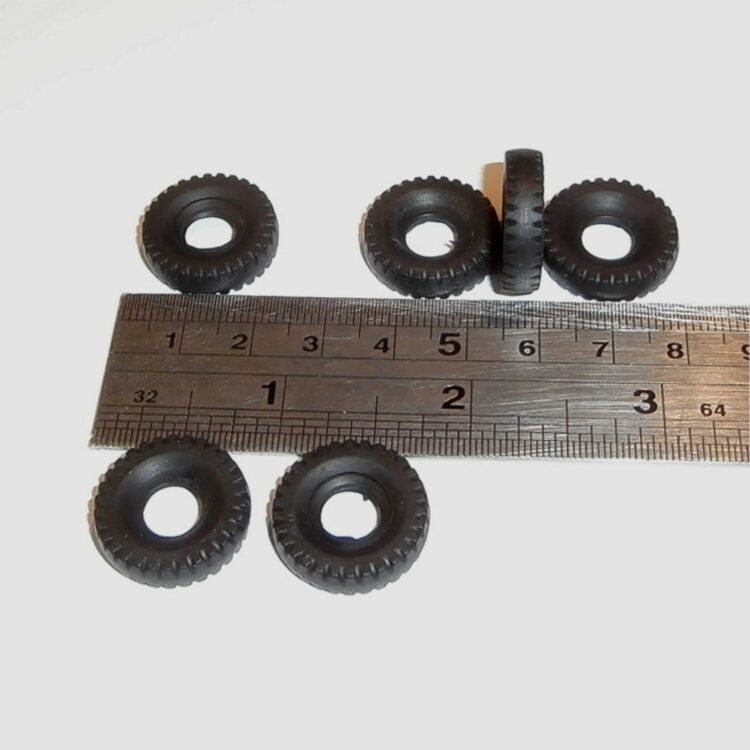 Dinky Toys Military Supertoys Black Block Tread Tires 6 Tyres Pack #116