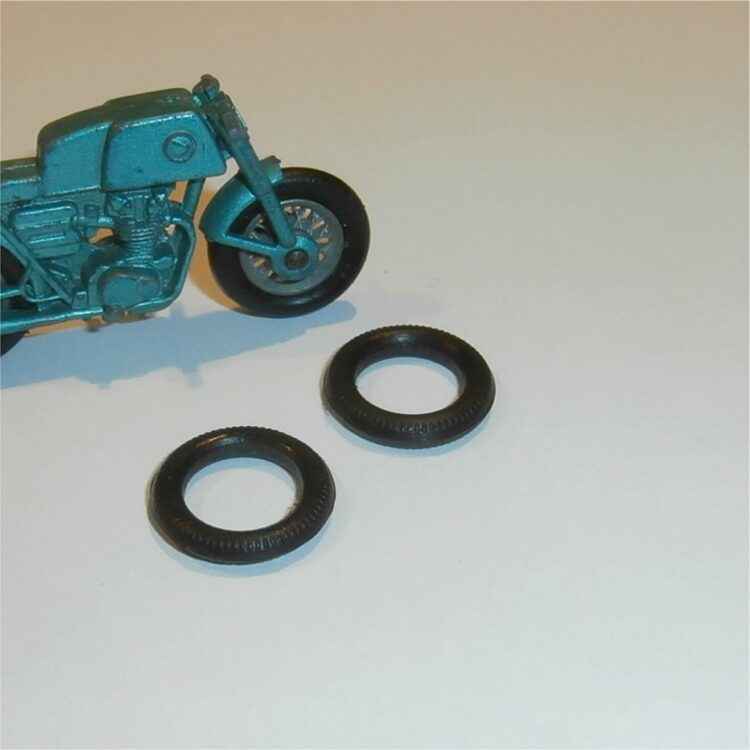 Matchbox Lesney 1-75 38 c Honda Motorbike Tires set of 2 Tyres Pack #124